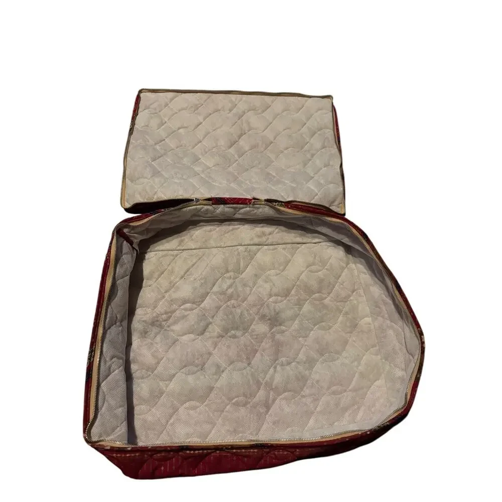 Homemade Quilted‎ Casserole Carrier Tote Red Floral Insulated Fabric Zipper Bag